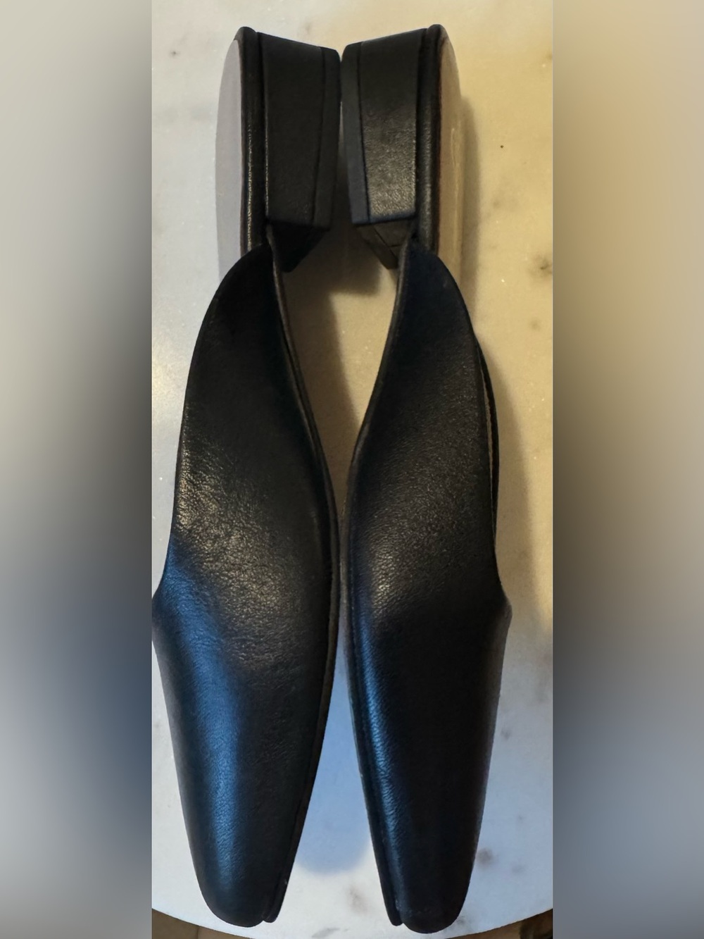 42 Gold Black Leather Slip-On Flat Mules - Picture 6 of 7